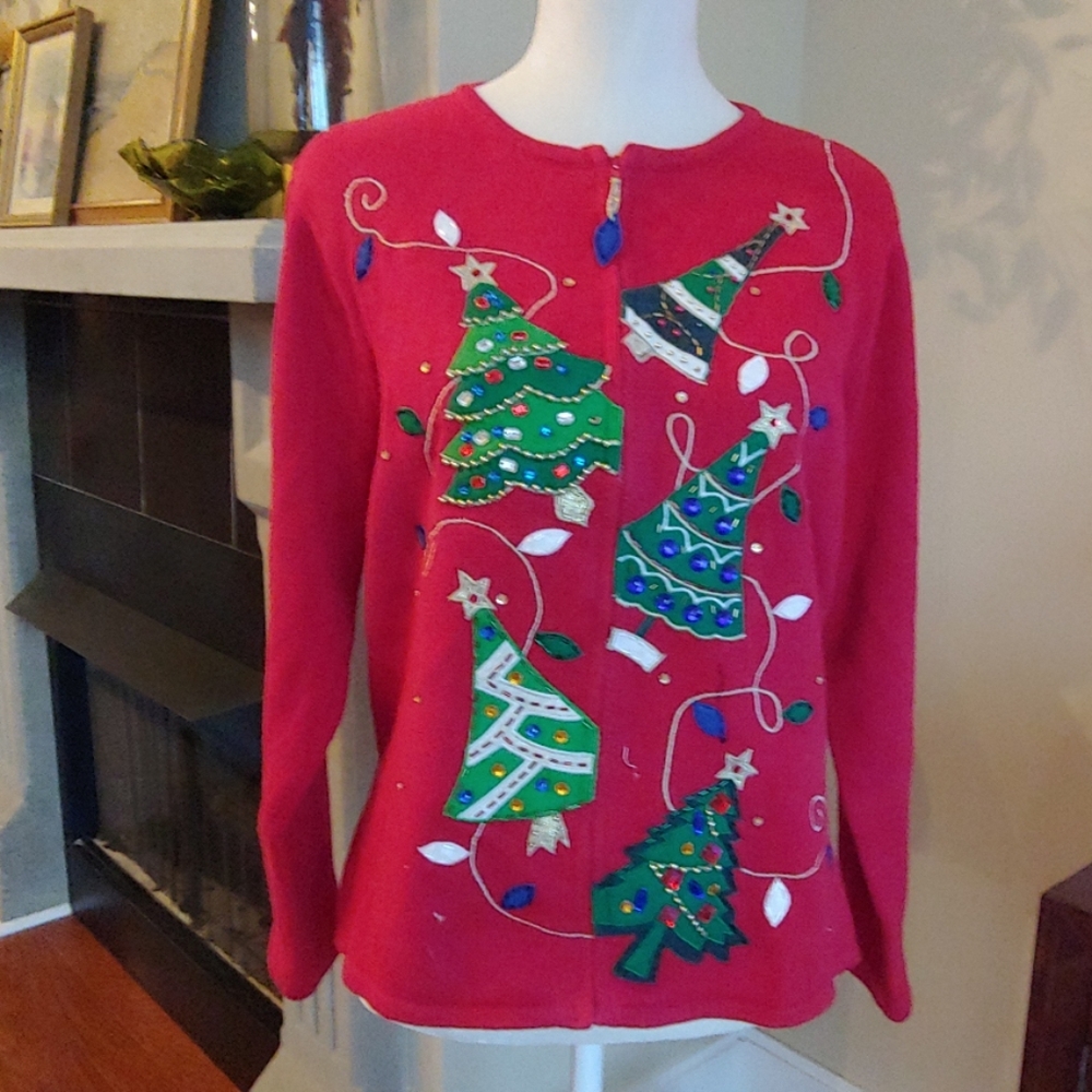 Vintage Christmas Sweater w/Zipper